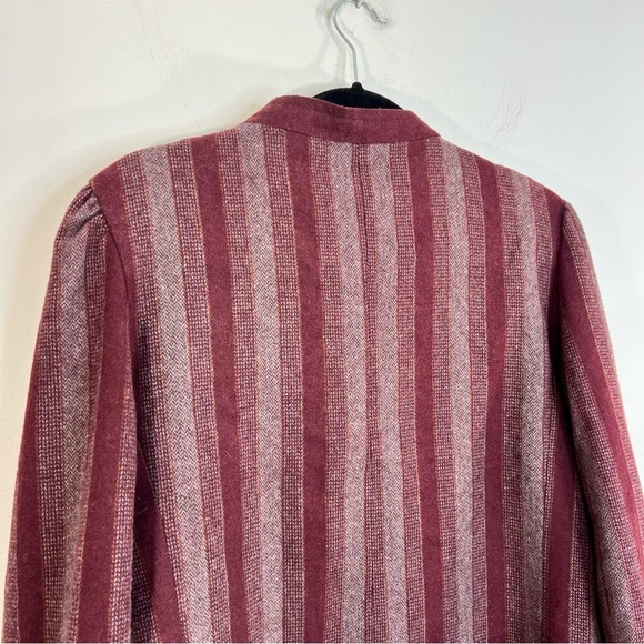 Vtg Made in England grey burgundy tweed herringbone striped cropped jacket 16 - Picture 7 of 14